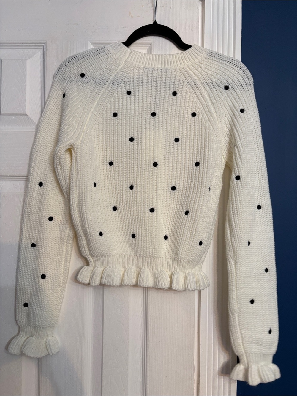 English Factory Ivory Black Embroidered Polka Dot Sweater - size XS - NWT - Picture 6 of 6